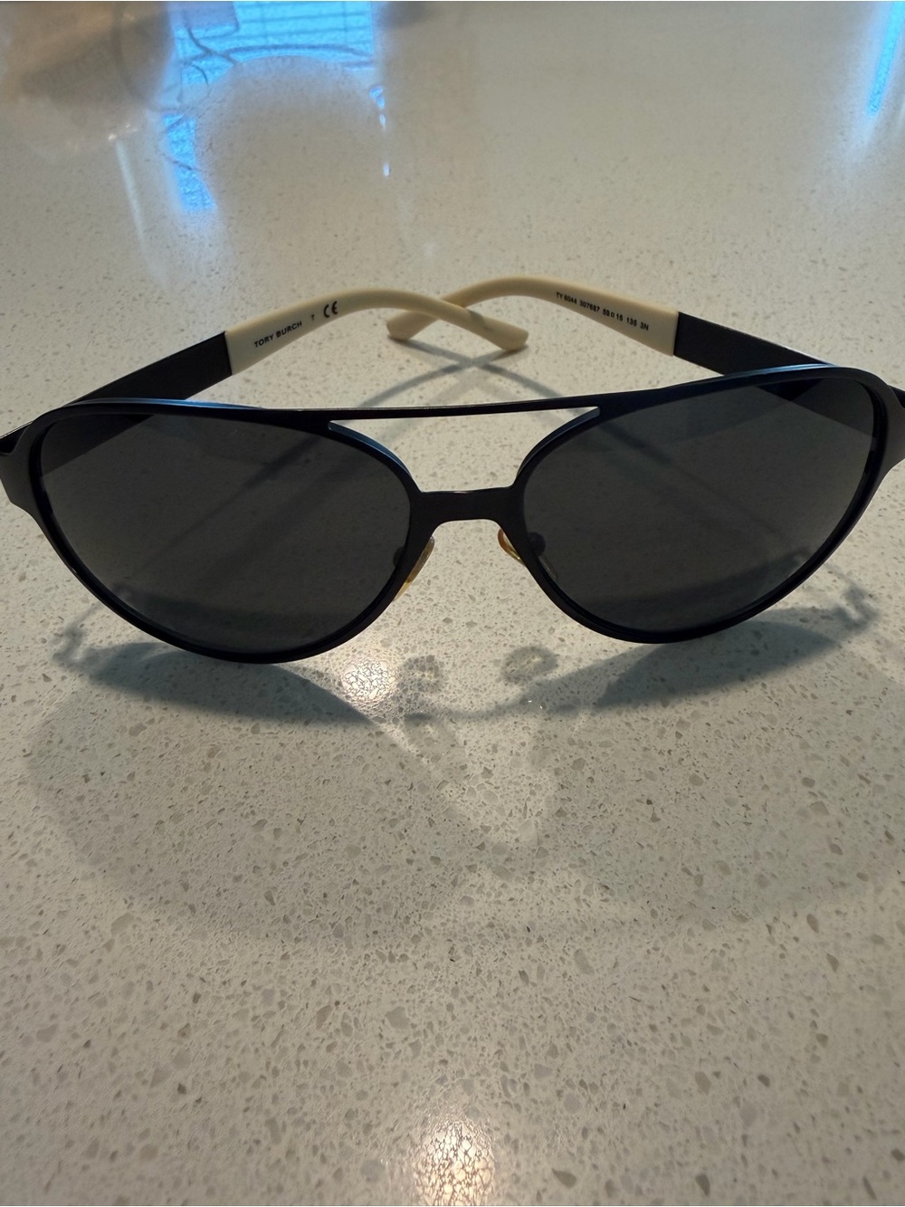 Tory Burch Black Frame Sunglasses with Cream Temples